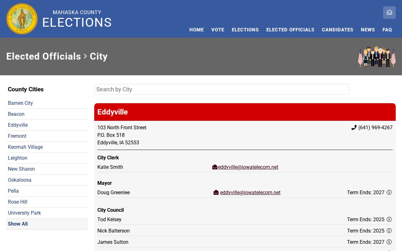 Fremont warrant search city clerk contact in the Mahaska County official directory